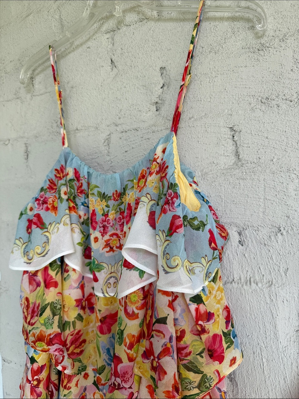 NWT Farm Rio x Anthropologie Tiered Ruffle Mini Dress Garden Terrace Pink Medium - Picture 5 of 16